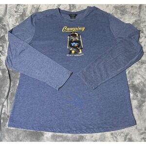 Kyodan Shirt Womens 2XL Blue Camping Is My Therapy Lantern Long Sleeve Tee